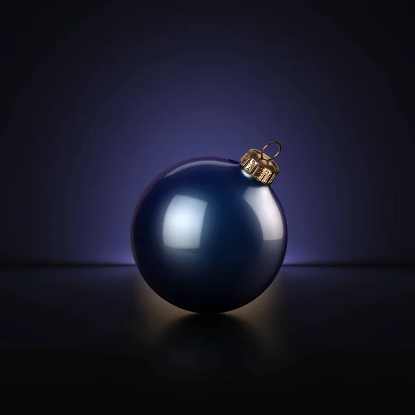 3D Rendering Dunkelblaue Weihnachtskugel — Stockfoto