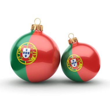 3D render Noel topu Portekiz bayrağı ile