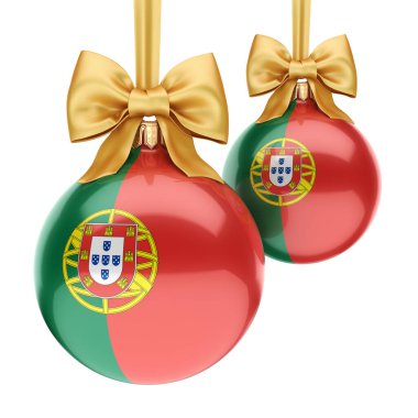 3D render Noel topu Portekiz bayrağı ile