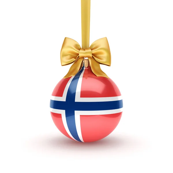 3D renderização bola de Natal com a bandeira da Noruega — Fotografia de Stock