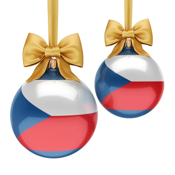 3d 렌더링 체코 공화국의 국기와 함께 크리스마스 볼 — 스톡 사진