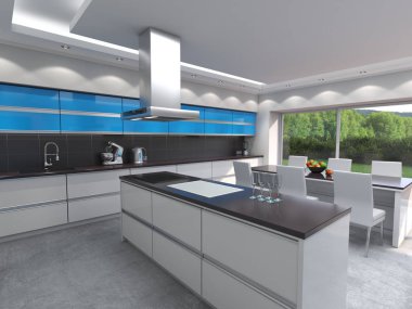 3D işleme modern mutfak