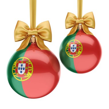 3D render Noel topu Portekiz bayrağı ile