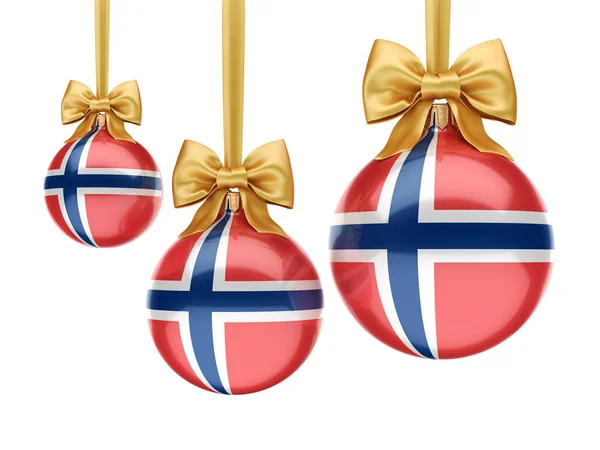 3D рендеринг Рождественского мяча с флагом Норвегии — стоковое фото