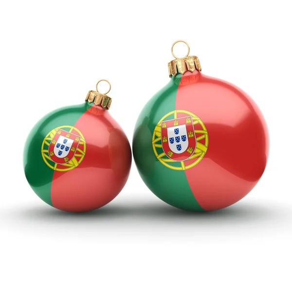 3D renderização bola de Natal com a bandeira de Portugal — Fotografia de Stock