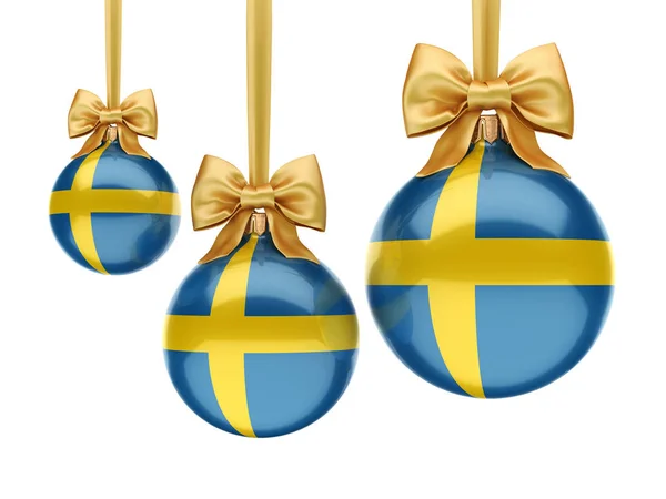 3D-Rendering Weihnachtskugel mit schwedischer Flagge — Stockfoto