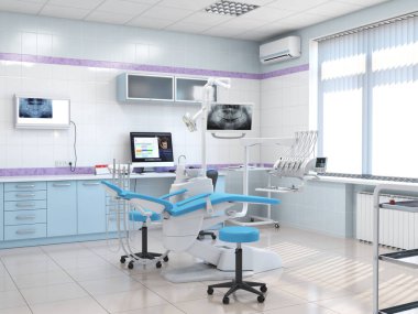3D modern dişçi ofisi.