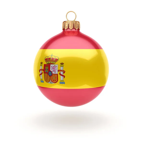 3D renderização bola de Natal com a bandeira da Espanha — Fotografia de Stock