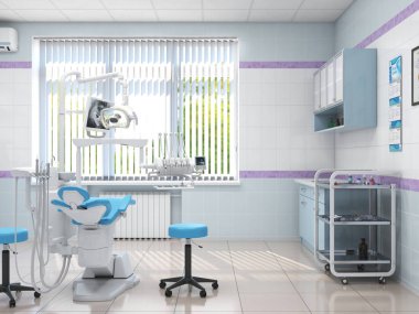3D modern dişçi ofisi.