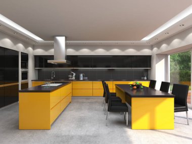 3D işleme modern mutfak