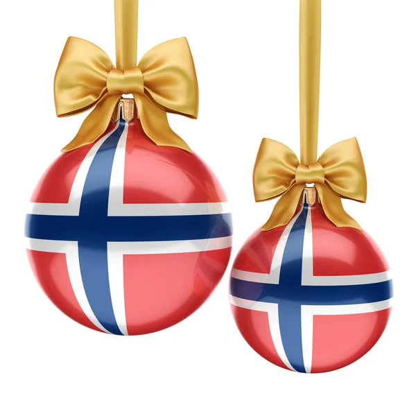 3D рендеринг Рождественского мяча с флагом Норвегии — стоковое фото