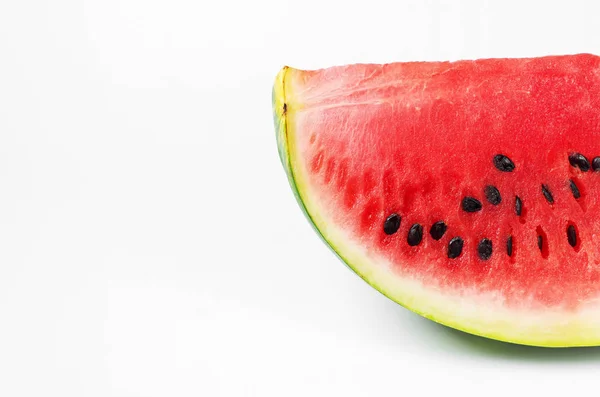 Slice Watermelon White Background Close Space Text — Stock Photo, Image