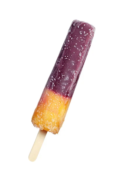 白い背景で隔離の棒のフルーツ アイス クリーム 冷凍ジュース ブラックカラント マンゴー — ストック写真