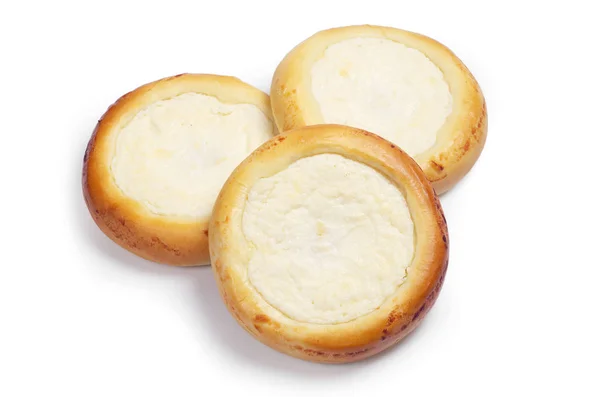 Close Van Drie Zoete Broodjes Met Wrongel Witte Achtergrond — Stockfoto