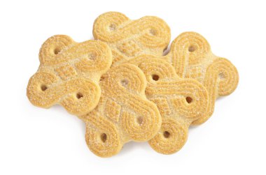 Beyaz bir arka planda şekerli tatlı kurabiye yakın çekim