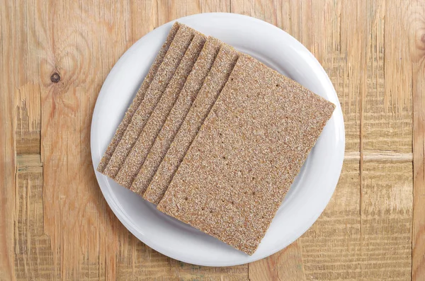 Knapperig Brood Voor Dieet Voedsel Een Oude Houten Achtergrond Bovenaanzicht — Stockfoto