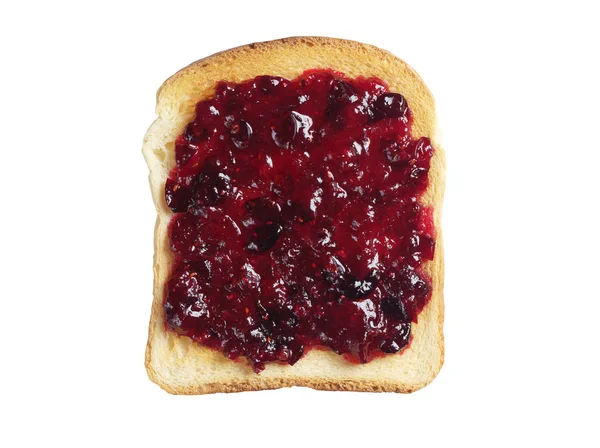 Toast Pain Avec Confiture Canneberges Baies Sauvages Isolé Sur Fond — Photo