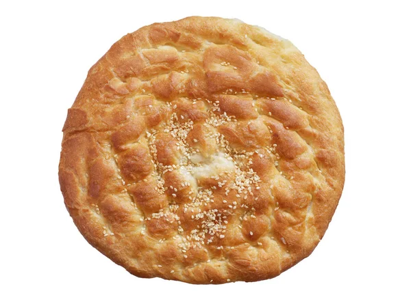 白い背景に 平面図上で分離トルコ平らなパン — ストック写真