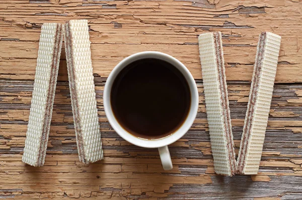チョコレートとコーヒーを充填するウエハース — ストック写真