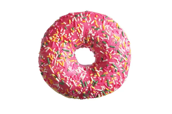 Pink glazed donut with sprinkles — Stock Photo, Image