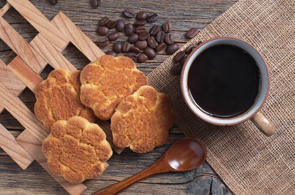 Shortbread koekjes en koffie — Stockfoto