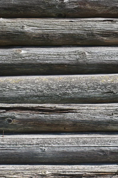 古老的木制圆木墙 背景纹理 — 图库照片
