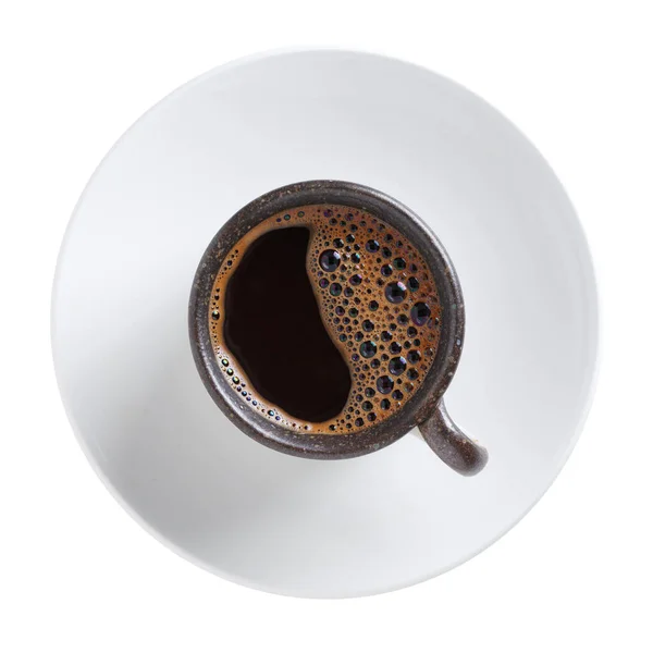 Cup Του Καφέ Που Απομονώνονται Λευκό Φόντο Close Top View — Φωτογραφία Αρχείου