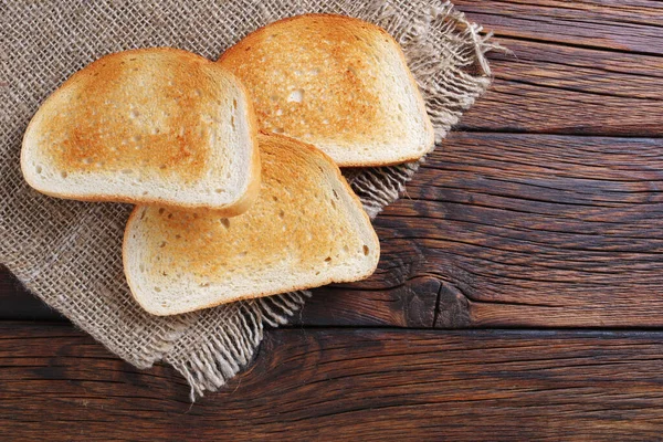 Toastbrot Auf Rustikalem Holztisch Draufsicht — Stockfoto