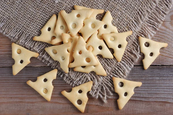 Directamente Encima Vista Galletas Galleta Seca Mesa Madera Rústica — Foto de Stock