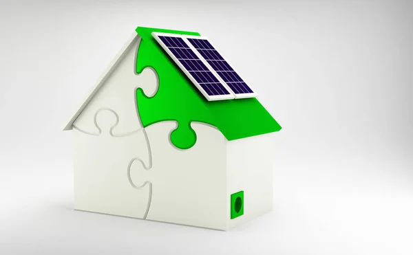 Ein Haus bestehend aus Puzzle-Teilen als Sembol fr erneuerbare Energieen