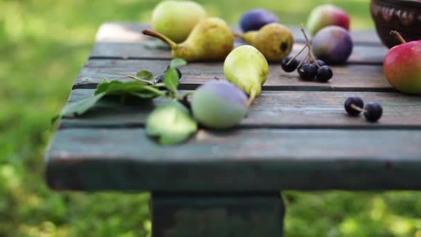 Montón Frutas Manzanas Peras — Vídeo de stock