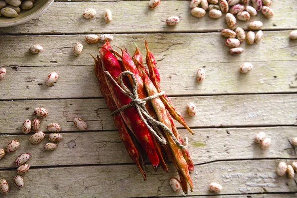 Gezond Vegetarisch Eten Collectie Van Bonen Vers Geoogste Bonen Verscheidenheid — Stockfoto