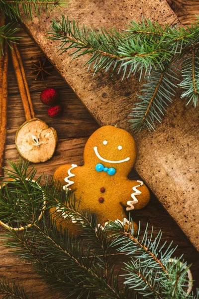 Christmas Food Gingerbread Man Cookies Christmas Setting Xmas Dessert Christmas — Stock Photo, Image