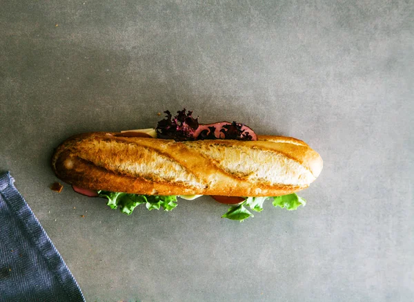 Sandwich Restauration Rapide Sandwich Aux Légumes Sandwich Plat — Photo
