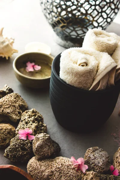 Spa Products Towel Snf Facialtonic Dayspa Cosmetics Products Spa Wellness — Stock Photo, Image