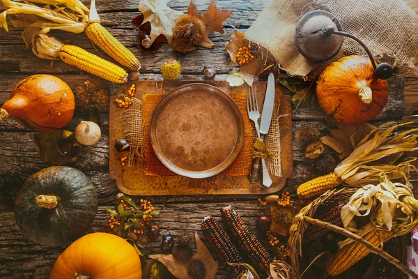 Jantar de ação de graças em madeira — Fotografia de Stock