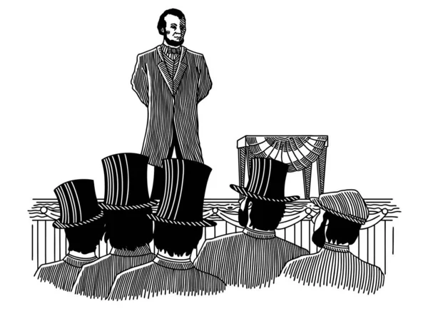 Illustration Abraham Lincoln Ger Gettysburg Adress 1863 — Stock vektor