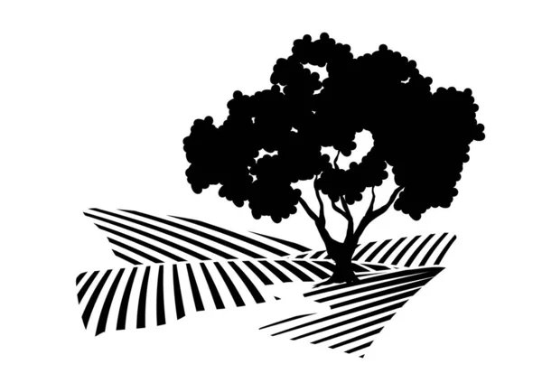 Векторна Ілюстрація Дерева Поруч Струмком Ілюстрація Спрощена Тому Вона Добре — стоковий вектор