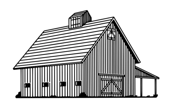 Illustration Old Cow Barn — Stock Vector