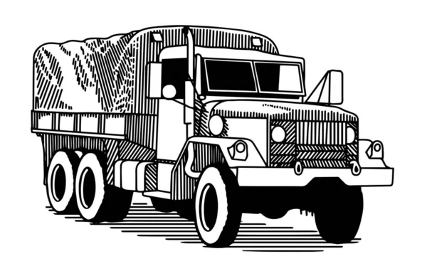 Doodle Stijl Illustratie Van Een Militaire Truck Stockillustratie