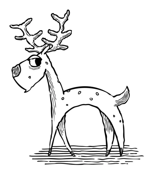 Cartoon Drawing Reindeer — Stock Vector