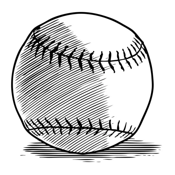 Woodcut Ilustración Una Pelota Béisbol — Archivo Imágenes Vectoriales