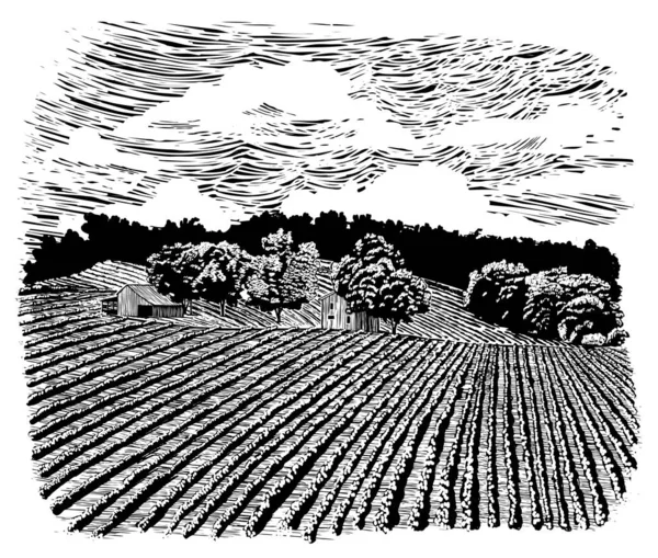 谷仓场景的木切式插图 — 图库矢量图片