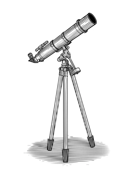 Illustration Gravée Sur Bois Télescope — Image vectorielle