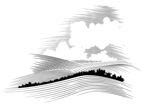 Woodcut Style Illustration Skyscape — Stock Vector