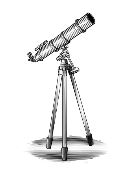 Ilustração Woodcut Telescópio —  Vetores de Stock