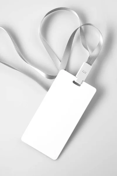 Bianco Bianco Lanyard Tag Badge Mockup — Foto Stock