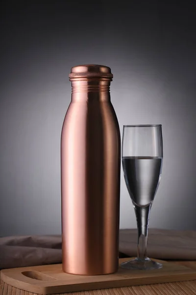 Copper Water Bottle and Glass of Water for No Plastic Use