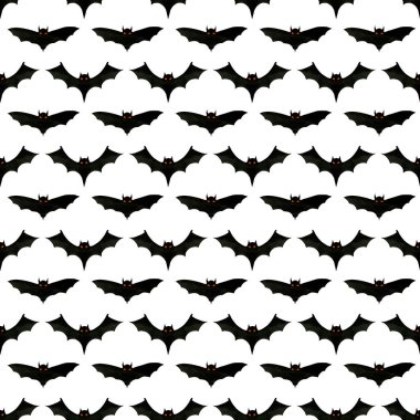 Beyaz arka planda, kusursuz desenli korkunç yarasa figürleri oyulmuş. Bayram Cadılar Bayramı kavramı.