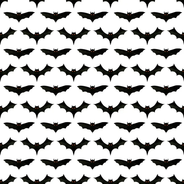 Vyřezávané strašidelné figurky netopýrů na bílém pozadí hladký vzor, koncept svátku Halloween — Stock fotografie
